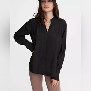 Rag & Bone Carly Poplin Top in Black